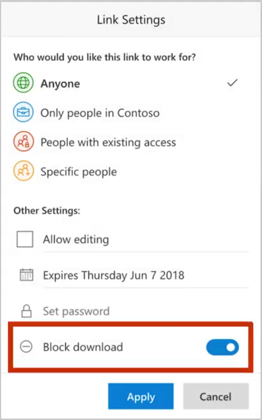 Downloads von view only Dokumenten in OneDrive blockieren