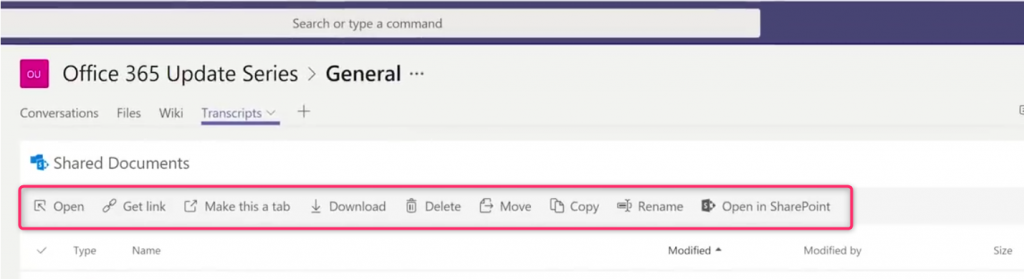 Funktionen der Dokumentenbiliothek in Microsoft Teams